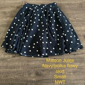 Maison Jules navy blue polka dot skirt